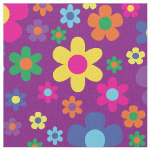Farbenfrohe Hippie 70er Blume Stoff