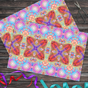Farbenfrohe Hippie Boho Kaleidoskopie Fraktal Kuns Seidenpapier