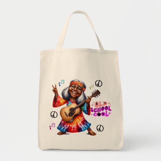 Farbenfrohe Hippie Chic Cool Tote Bag Tragetasche (Vorne)