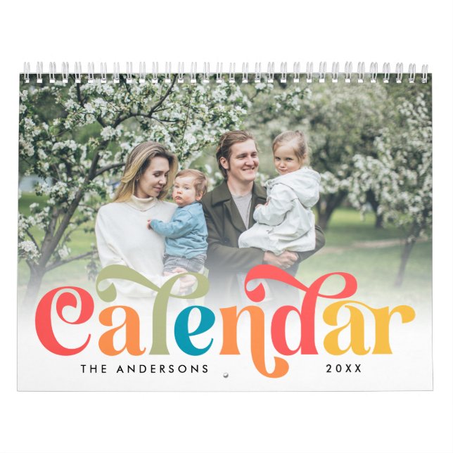 Farbenfrohe Hippie Retro 70er Family Foto Kalender (Titelbild)