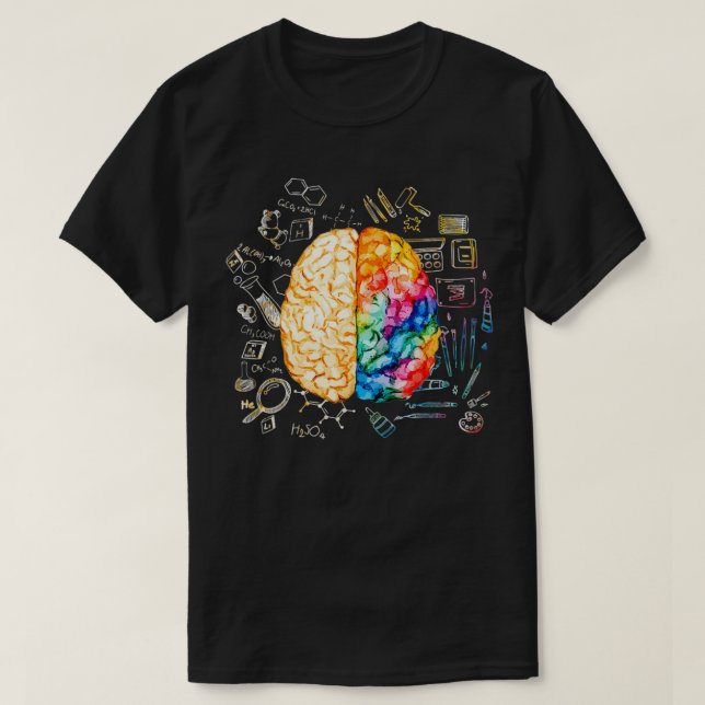Farbenfrohe Hirnforschung und Kunst Neurowissensch T-Shirt (Design vorne)