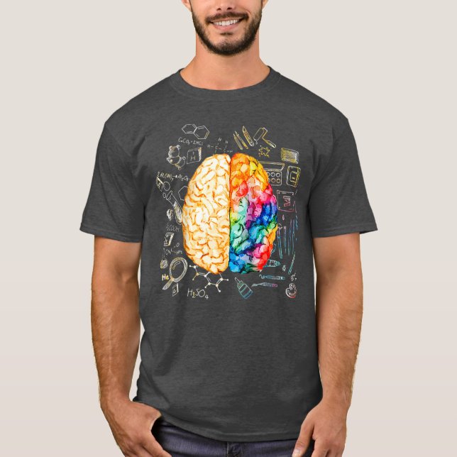Farbenfrohe Hirnwissenschaft und Kunst Neurowissen T-Shirt (Vorderseite)