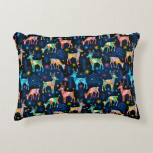 Farbenfrohe HirschChrismas Bäume Snowflakes Dekokissen
