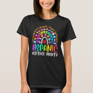 Farbenfrohe Hispanic Heritage Monte Leopard Regenb T-Shirt