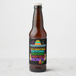 Farbenfrohe HISPANISCHE ERBE MONAT Bierflaschenetikett