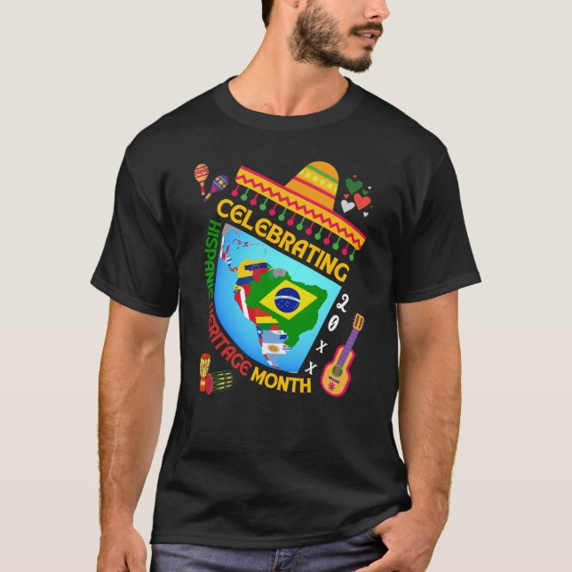 Farbenfrohe HISPANISCHE ERBE MONAT T-Shirt (Vorderseite)