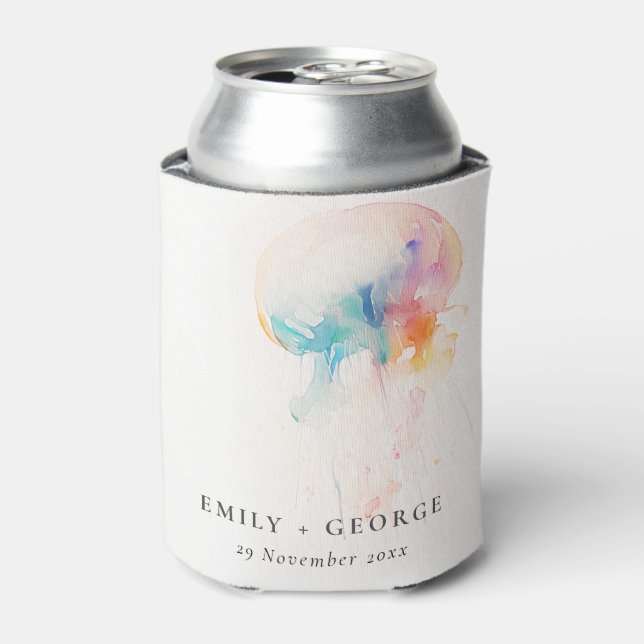 Farbenfrohe Hochzeit der Quallenvögel Dosenkühler (Kanne Vorderseite)