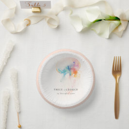 Farbenfrohe Hochzeit der Quallenvögel Pappteller