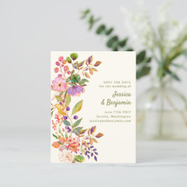 Farbenfrohe Hochzeit der Wasserfarbenflora Save th Postkarte