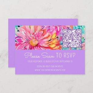 Farbenfrohe Hochzeit mit Flora QR-Code RSVP Karte