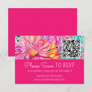 Farbenfrohe Hochzeit mit Flora QR-Code RSVP Karte