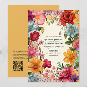 Farbenfrohe Hochzeit mit QR-Code Einladung