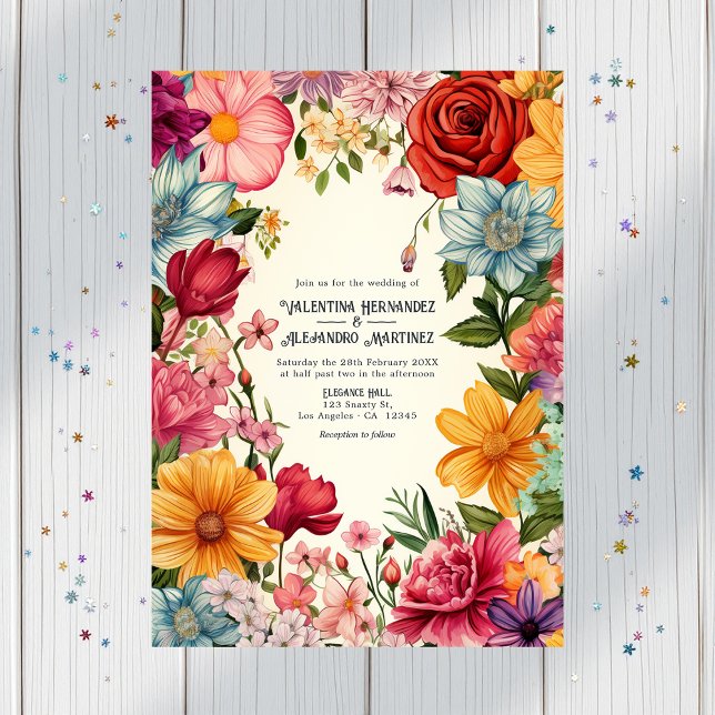 Farbenfrohe Hochzeit mit QR-Code Einladung (Colorful Watercolor Fiesta Wedding with QR Code Invitation)