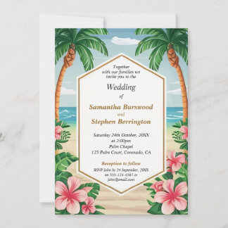 farbenfrohe Hochzeit mit tropischem Wasser Einladung