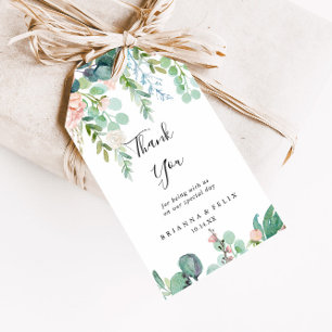 Farbenfrohe Hochzeit mit tropischen Pflanzen Viele Geschenkanhänger