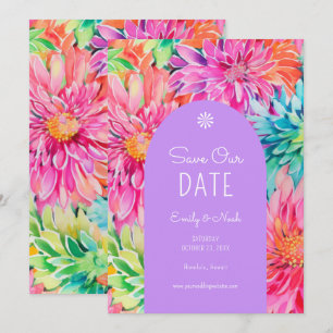 Farbenfrohe Hochzeit mit tropischer Wasserfarbe Save The Date