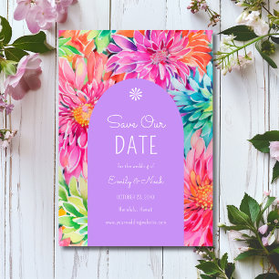 Farbenfrohe Hochzeit mit tropischer Wasserfarbe Save The Date