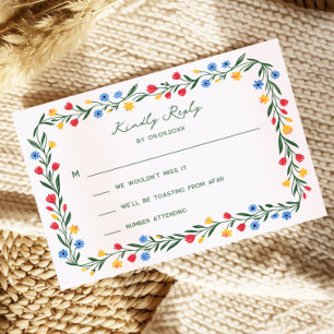 Farbenfrohe Hochzeitseinladung mit Wildblumen im S RSVP Karte