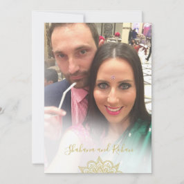 Farbenfrohe Hochzeitsgolden akzentuieren Moderne Einladung