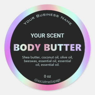 Farbenfrohe holografische Body Butter Labels Runder Aufkleber