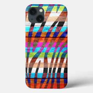 Farbenfrohe Holz Vintag Zebra Print Case-Mate iPhone Hülle