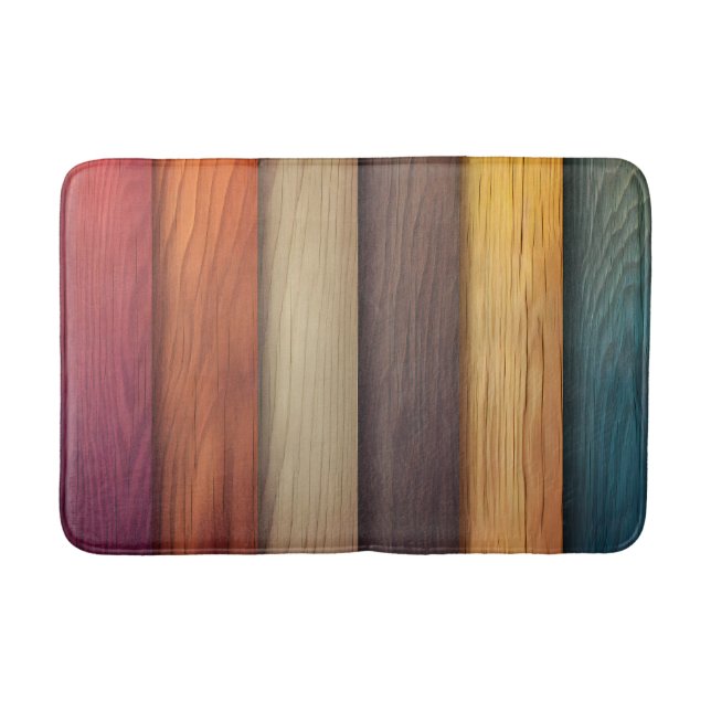 Farbenfrohe Holzbath Mat Badematte (Vorderseite)