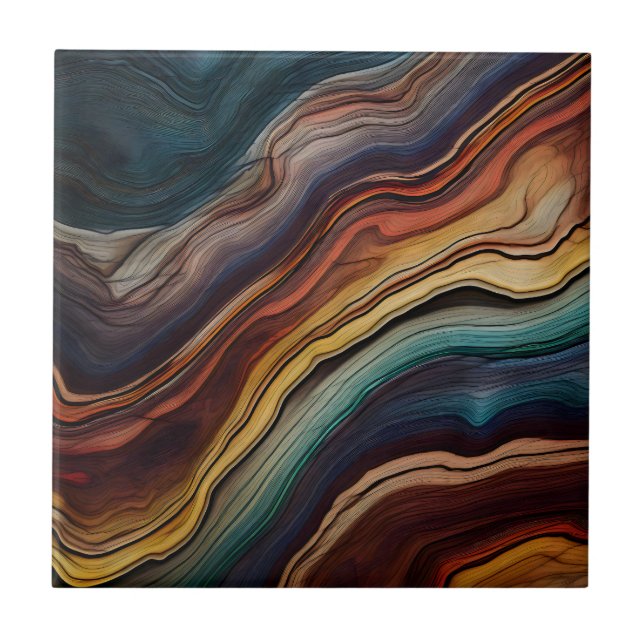 Farbenfrohe Holzkacheln Fliese (Vorderseite)