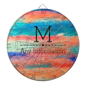 Farbenfrohe Holzkörner Textur Monogramm Dartscheibe