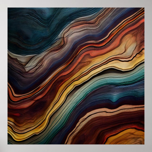 Farbenfrohe Holzkunstposter Poster (Vorne)