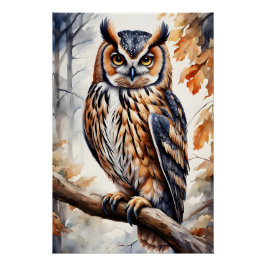 Farbenfrohe Holzschale auf Baumzweig Poster