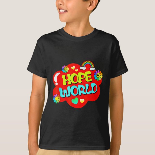 Farbenfrohe Hope World T-Shirt (Vorderseite)
