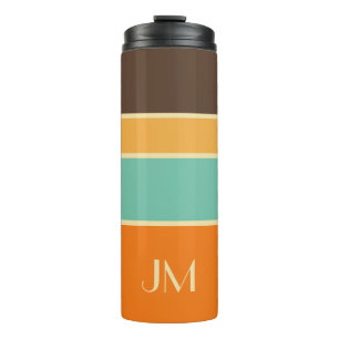 Farbenfrohe horizontale Retro-Stil-Linien Thermosbecher