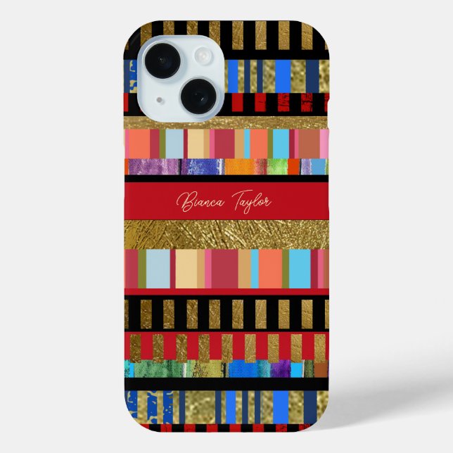 Farbenfrohe horizontale Streifen Giro Modern Case-Mate iPhone Hülle (Rückseite)