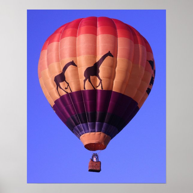 Farbenfrohe Hot Air Ballon Safari Giraffe Poster (Vorne)