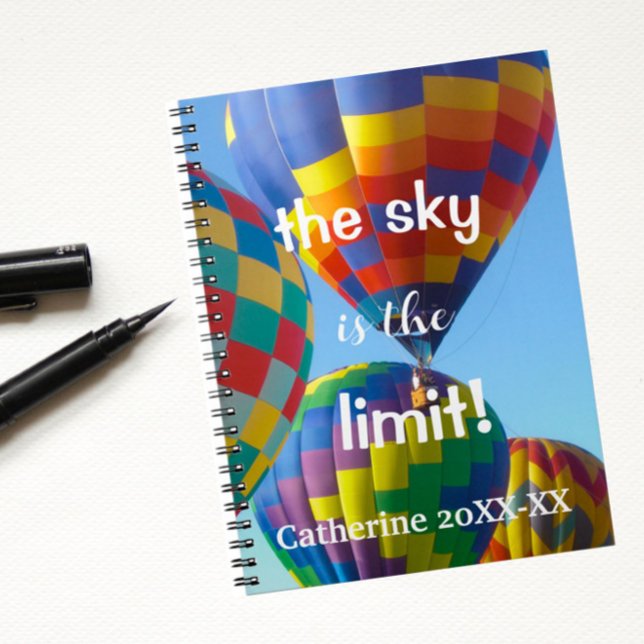 Farbenfrohe Hot Air Balloons Name Spiral Notebook Notizblock (A bright, cheerful spiral  notebook to liven up back to school or any time!)