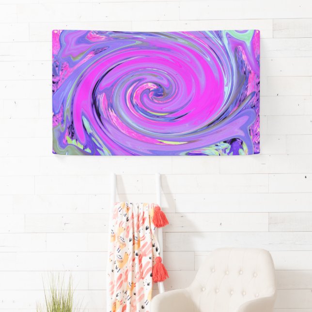 Farbenfrohe Hot Pink und Lila Boho Hippie Swirl Banner (Insitu)