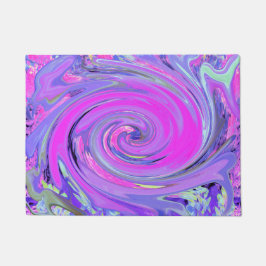 Farbenfrohe Hot Pink und Lila Boho Hippie Swirl Fußmatte