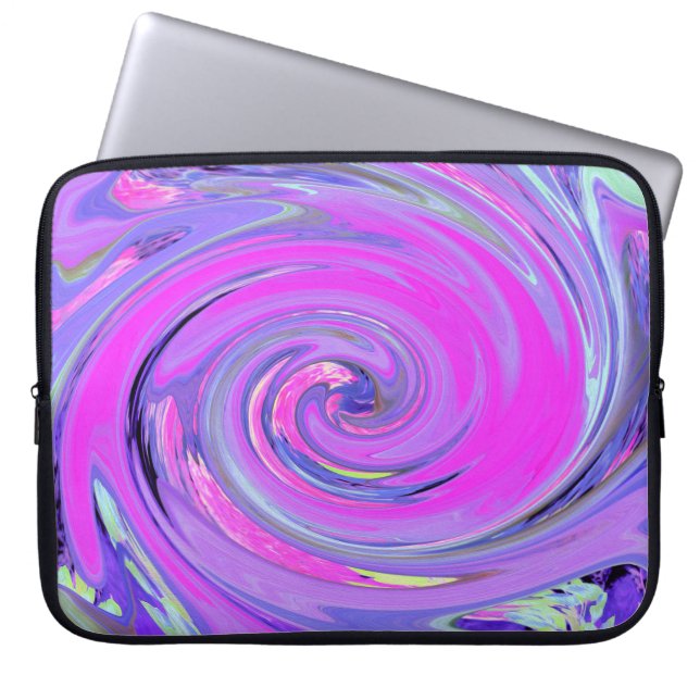 Farbenfrohe Hot Pink und Lila Boho Hippie Swirl Laptopschutzhülle (Vorderseite)