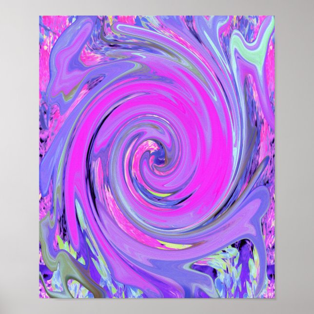 Farbenfrohe Hot Pink und Lila Boho Hippie Swirl Poster (Vorne)