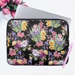 Farbenfrohe Hübsch Gartenanlage Blume auf schwarze Laptopschutzhülle<br><div class="desc">Farbige Hübsch Garden-Blume auf Black Background Laptop-Hülle</div>