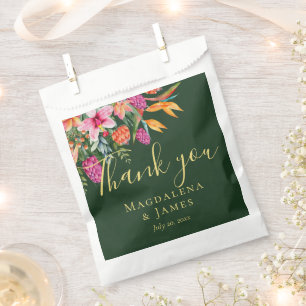 Farbenfrohe Hübsch rosa, orange grüne tropische Bl Geschenktütchen