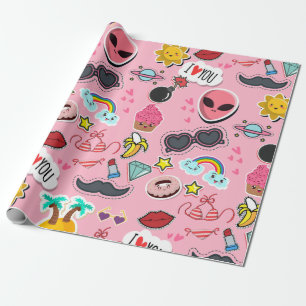 Farbenfrohe, hübsche Aufkleber Geschenkpapier
