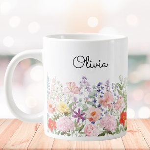 Farbenfrohe Hübsche Blumen Florale Garten Personal Jumbo-Tasse