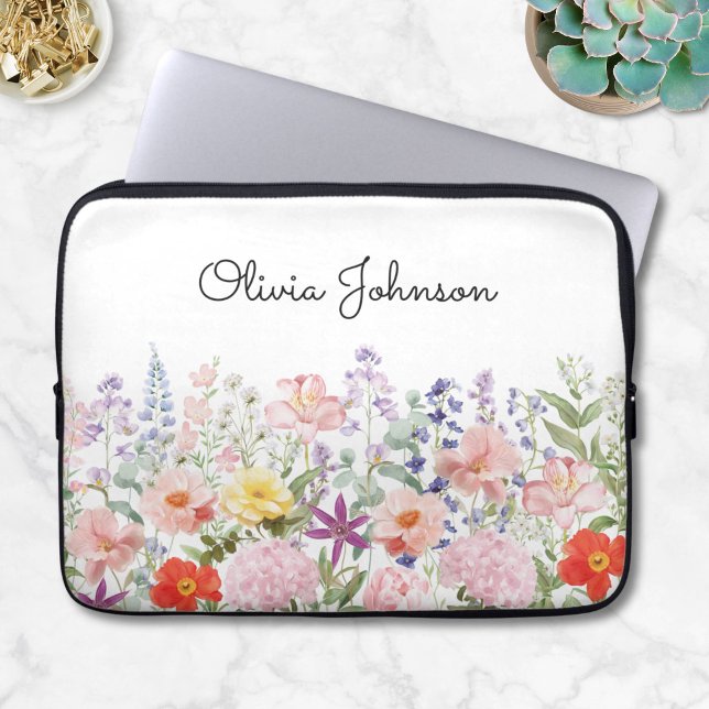 Farbenfrohe Hübsche Blumen Florale Gärten Personal Laptopschutzhülle (Von Creator hochgeladen)