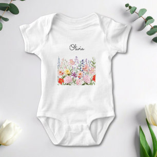 Farbenfrohe hübsche Blumen Floraler Garten Persona Baby Strampler