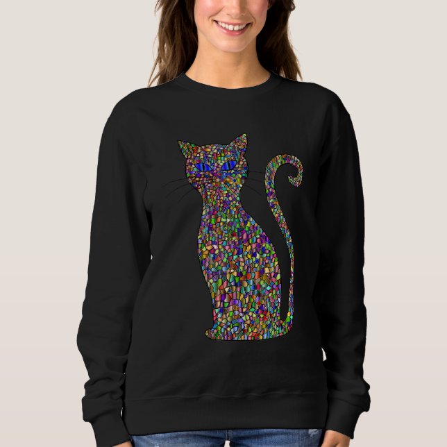 Farbenfrohe Hübsche Glaskatze Kätzchen Kätzchen Kä Sweatshirt (Vorderseite)
