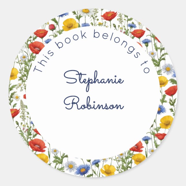Farbenfrohe Hübsche Wildblumen, zu denen dieses Bu Runder Aufkleber (Vorderseite)