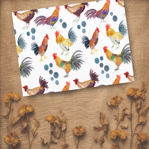 Farbenfrohe Hühner & Eier Wasserfarben Muster Postkarte