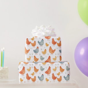 Farbenfrohe Hühnerfarm Whimsy Geschenkpapier