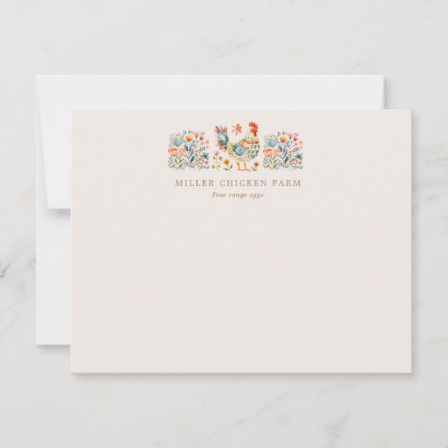 Farbenfrohe Hühnerflora Mitteilungskarte (Vorderseite)